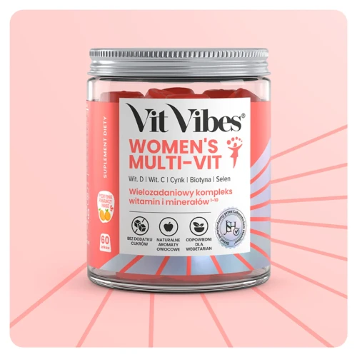 Vit Vibes Women's Multi-Vit,  o smaku pomarańczy i mango, 60 żelków -  Kompleks witamin i minerałów dla kobiet - 2