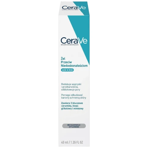 CeraVe Żel przeciw niedoskonałościom, 40 ml - Z 2% kwasem salicylowym, AHA i ceramidami, do skóry trądzikowej - 1