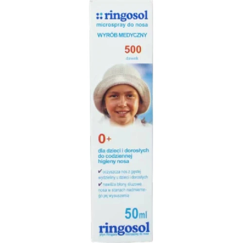 Ringosol, spray do nosa, 50 ml - Nawilża i rozrzedza wydzielinę, ułatwiając oddychanie i usuwanie zanieczyszczeń - 1
