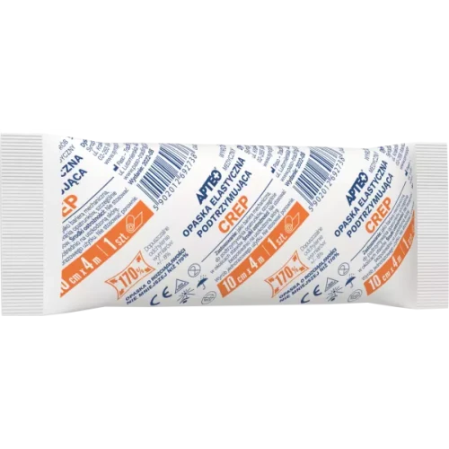 Apteo Crep Opaska elastyczna podtrzymująca 10 cm x 4 m, 1 sztuka - Niejałowa do podtrzymywania opatrunków - 1