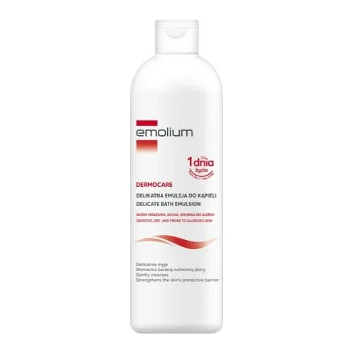 Emolium Dermocare Delikatna emulsja do kąpieli, 200 ml - Myje, nawilża i natłuszcza wrażliwą skłonną do podrażnień skórę - 1