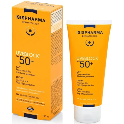 Isispharma Uveblock Ochronne mleczko SPF 50+, 100 ml - Do twarzy i ciała dla skóry wrażliwej i całej rodziny - 1