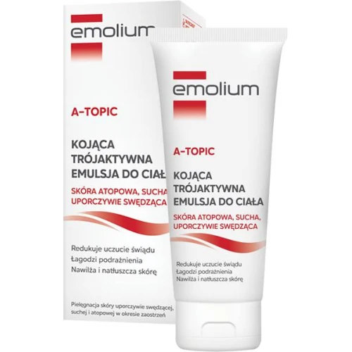 Emolium A-Topic, kojąca trójaktywna emulsja do ciała, 200 ml - Koi, łagodzi świąd, nawilża skórę atopową i suchą - 1