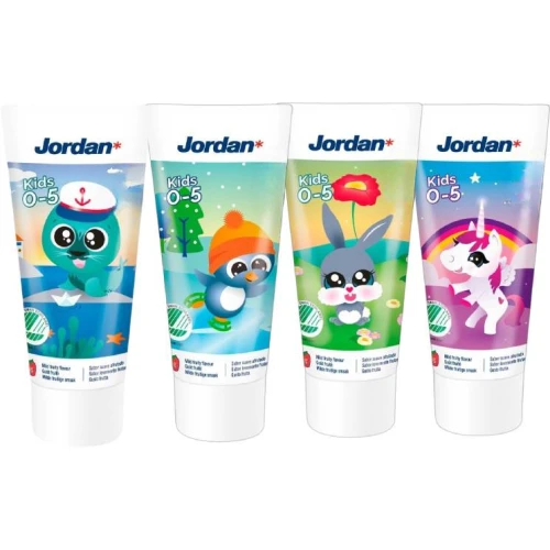 Jordan Kids 0-5 lat, smak owocowy, pasta do zębów dla dzieci, 50 ml - Z zalecanym poziomem fluoru i 0% SLS - 1