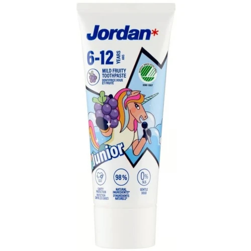 Jordan Junior dla dzieci 6-12 lat,  pasta do mycia zębów, 50 ml - Delikatna o owocowym smaku do zębów stałych - 1