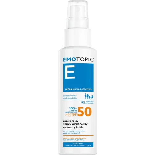 Emotopic Mineralny spray ochronny do twarzy i ciała SPF 50, 100 ml - Skóra atopowa i wrażliwa - 1