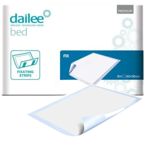 Dailee Bed Premium Fix, 60 cm x 90 cm,  podkład higieniczny, 30 sztuk - Chłonne podkłady higieniczne z przylepcem - 2