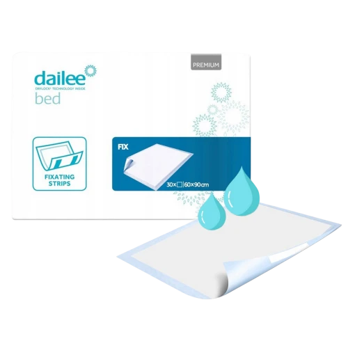 Dailee Bed Premium Fix, 60 cm x 90 cm,  podkład higieniczny, 30 sztuk - Chłonne podkłady higieniczne z przylepcem - 3