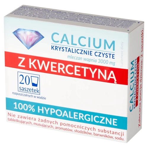 Calcium Krystalicznie Czyste z Kwercetyną, 20 saszetek - Bez aromatów, słodzików, barwników i sodu - 1