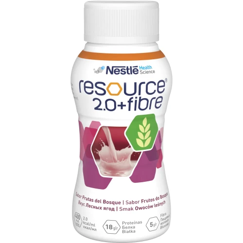 Resource 2.0 + Fibre płyn o smaku owoców leśnych, 4 x 200 ml - Wysokoenergetyczna dieta z błonnikiem - 1