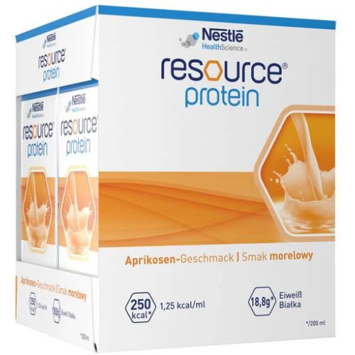 Resource Protein płyn o smaku morelowym, 4 x 200 ml - Wysokobiałkowy preparat odżywczy – wsparcie w chorobie i rekonwalescencji - 2
