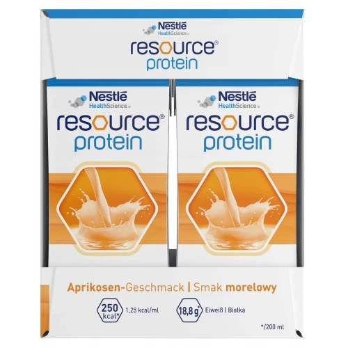 Resource Protein płyn o smaku morelowym, 4 x 200 ml - Wysokobiałkowy preparat odżywczy – wsparcie w chorobie i rekonwalescencji - 3