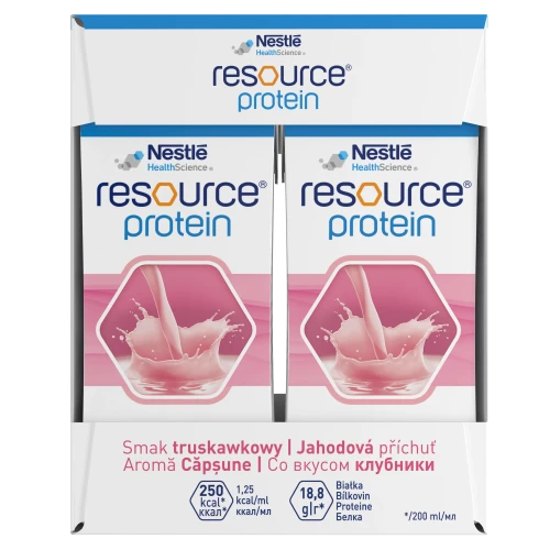 Resource Protein płyn o smaku truskawkowym, 4 x 200 ml - Wysokobiałkowy preparat odżywczy – wsparcie w chorobie i rekonwalescencji - 3
