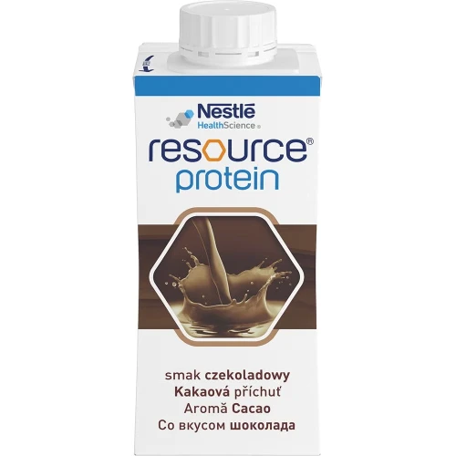 Resource Protein płyn o smaku czekoladowym, 4 x 200 ml - Wysokobiałkowy preparat odżywczy – wsparcie w chorobie i rekonwalescencji - 1