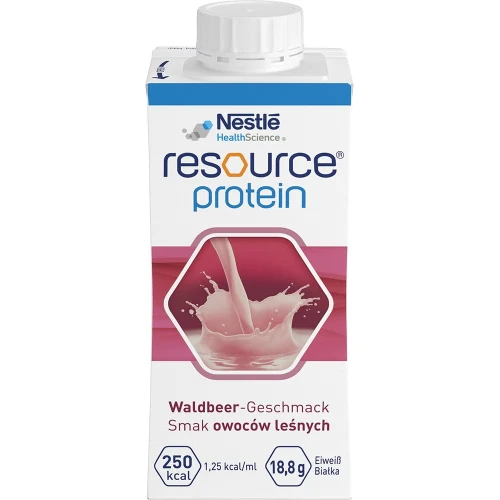 Resource Protein płyn o smaku owoców leśnych, 4 x 200 ml - Wysokobiałkowy preparat odżywczy – wsparcie w chorobie i rekonwalescencji - 1
