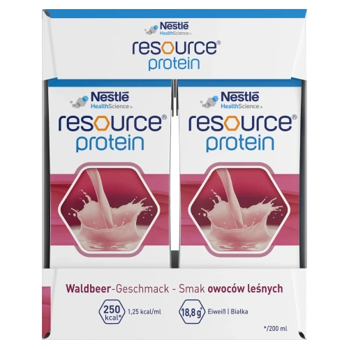 Resource Protein płyn o smaku owoców leśnych, 4 x 200 ml - Wysokobiałkowy preparat odżywczy – wsparcie w chorobie i rekonwalescencji - 3