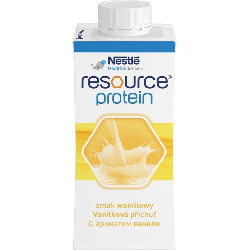 Resource Protein płyn o smaku waniliowym, 4 x 200 ml - Wysokobiałkowy preparat odżywczy – wsparcie w chorobie i rekonwalescencji - 1