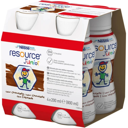 Resource Junior płyn o smaku czekoladowym, 4 x 200 ml - Kompletna i wysokoenergetyczna dieta w płynie dla dzieci powyżej 1. roku życia - 2