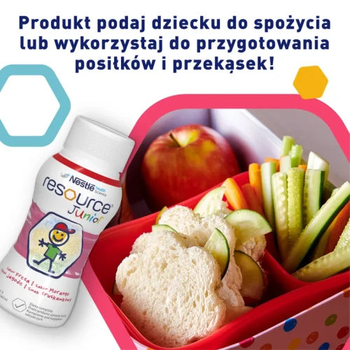 Resource Junior płyn o smaku truskawkowym, 4 x 200 ml - Kompletna i wysokoenergetyczna dieta w płynie dla dzieci powyżej 1. roku życia - 5