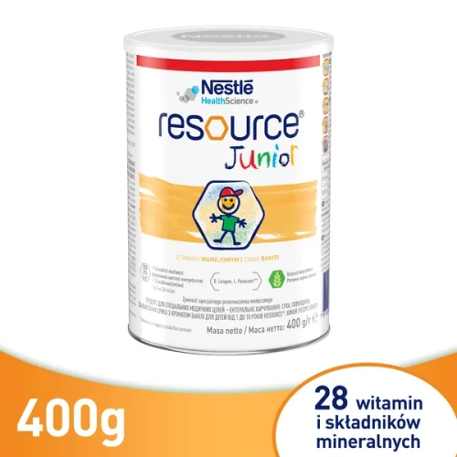 Resource Junior o smaku waniliowym, proszek 400 g - Kompletna i wysokoenergetyczna dieta dla dzieci powyżej 1. roku życia - 1
