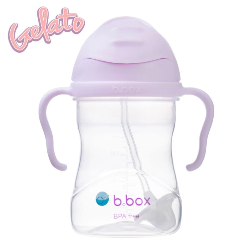 B.box Gelato Boysenberry, Bidon ze słomką, 240 ml - Praktyczny bidon niekapek z obciążoną słomką na spacer i w podróż  - 1