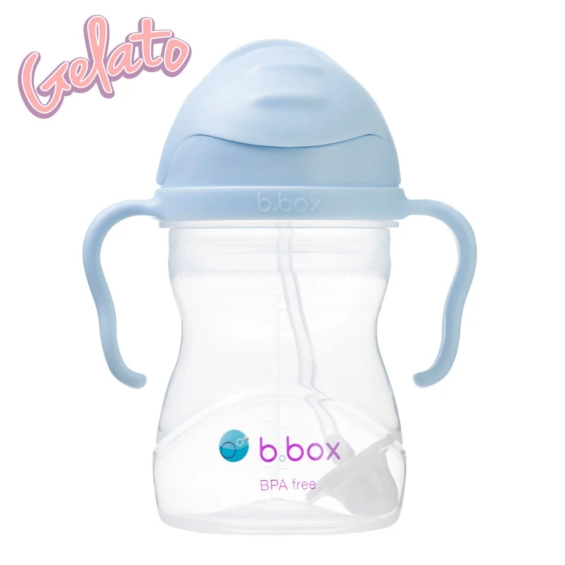 B.box Gelato Bubblegum, Bidon ze słomką, 240 ml - Niekapek z obciążoną słomką do nauki samodzielnego picia dla dzieci powyżej 6. miesiąca życia - 1