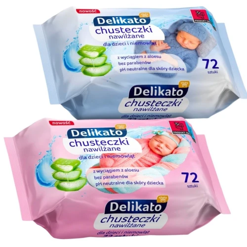 Delikato Chusteczki nawilżane dla dzieci, 72 sztuk - Delikatne, hipoalergiczne - 1