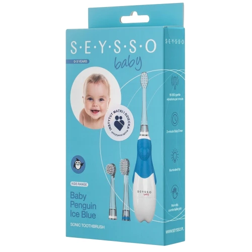 Seysso Baby Penguin Ice Blue Szczoteczka soniczna dla dzieci, 1 sztuka - 0-3 lata - 1