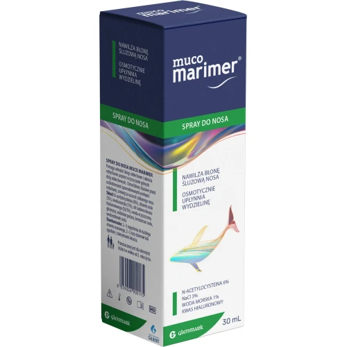 Muco Marimer, spray do nosa, 30 ml - Z N-acetylocysteiną i kwasem hialuronowym na gęstą wydzielinę - 1
