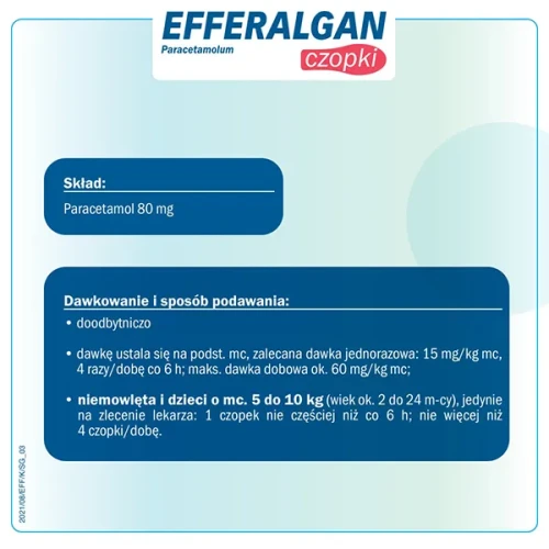 Efferalgan, 80mg, 10 czopków doodbytniczych - Z paracetamolem o działaniu przeciwbólowym i przeciwgorączkowym - 2