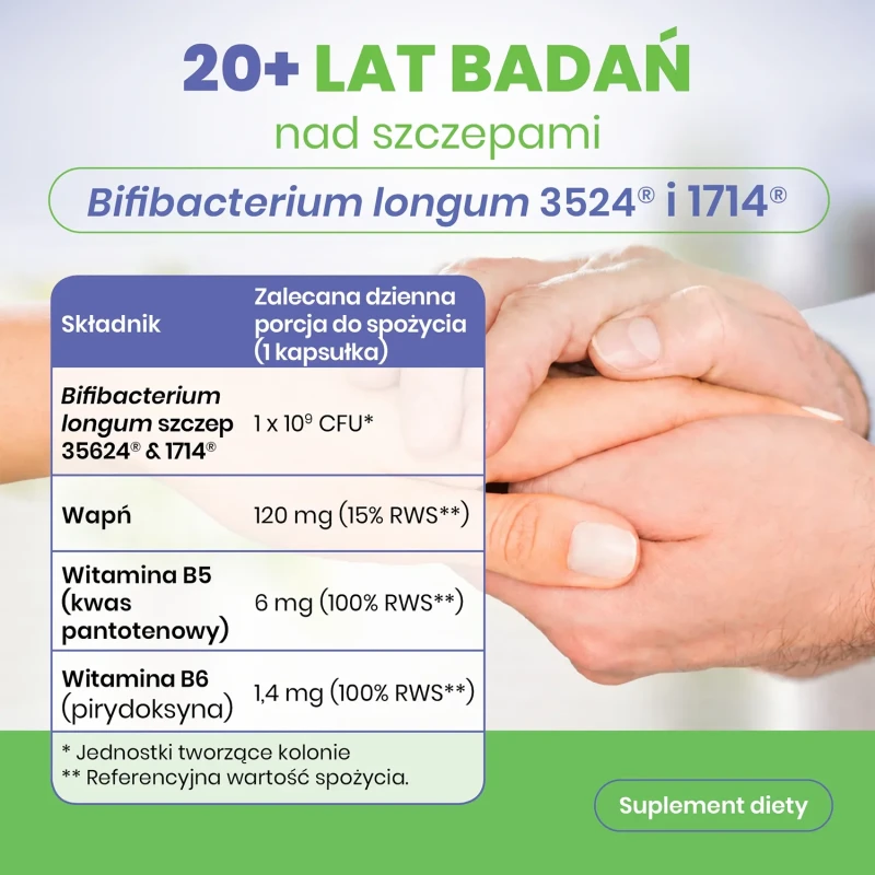 Symbiosys Alflorex Dual Action, 30 kapsułek - Probiotyk z Bifidobacterium longum, wapniem i witaminami B5 i B6 - 6