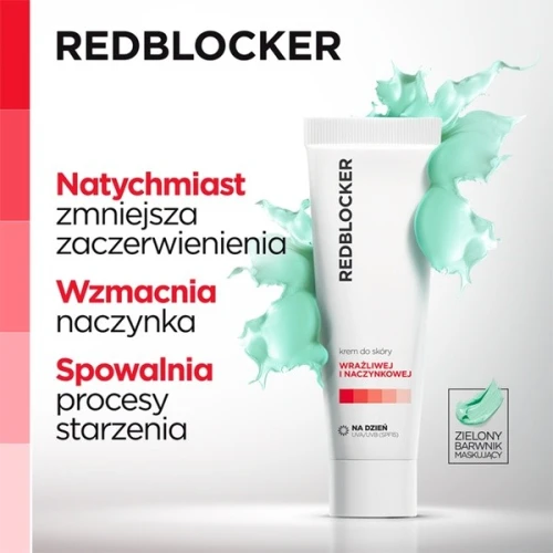 RedBlocker, krem do skóry wrażliwej i naczynkowej, na dzień, 50 ml - Z zielonym pigmentem korygującym zaczerwienienia - 4