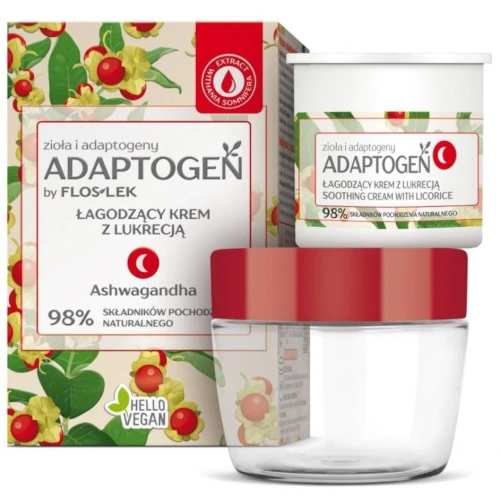Floslek Adaptogen Łagodzący krem z lukrecją na noc, 50 ml - Intensywna regeneracja skóry - 1