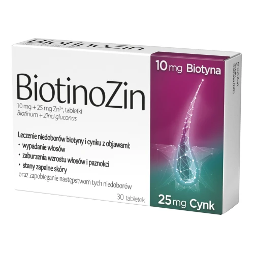 BiotinoZin, 30 tabletek - Z biotyną i cynkiem na niedobory wpływające na włosy, skórę i paznokcie - 1