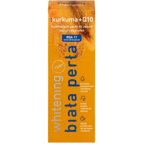 Biała Perła Kurkuma + Q10, wybielająca pasta do zębów, 75 ml - Wybiela, ochroni i regeneruje dziąsła, wzmacnia szkliwo zębów  - 1
