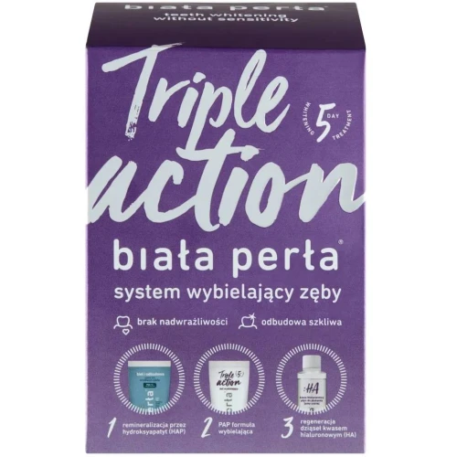 Biała Perła Triple Action - Zestaw do wybielania w domu, 1 sztuka - Kompletna kuracja wybielająca z formułą HAP-PAP-HA – efekt już po 5 dniach - 1