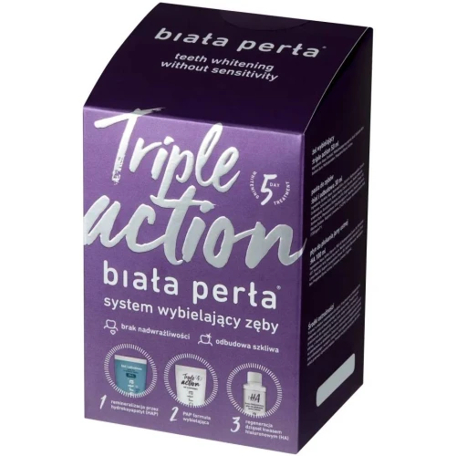 Biała Perła Triple Action - Zestaw do wybielania w domu, 1 sztuka - Kompletna kuracja wybielająca z formułą HAP-PAP-HA – efekt już po 5 dniach - 2