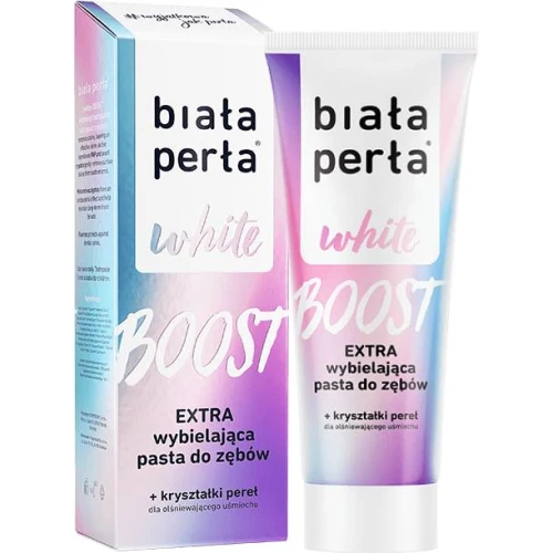 Biała Perła White Boost, extra wybielająca pasta do zębów, 75 ml - Z perłowymi kryształkami, usuwa plamy z zębów i nadaje im perłowy połysk - 1