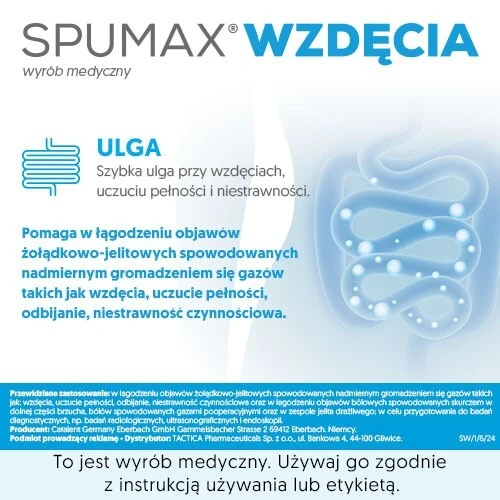 Spumax Wzdęcia 125 mg, 30 kapsułek - Łagodzi objawy żołądkowo-jelitowe, wzdęcia, uczucie pełności - 2