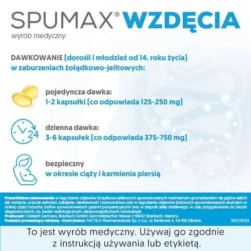 Spumax Wzdęcia 125 mg, 30 kapsułek - Łagodzi objawy żołądkowo-jelitowe, wzdęcia, uczucie pełności - 4