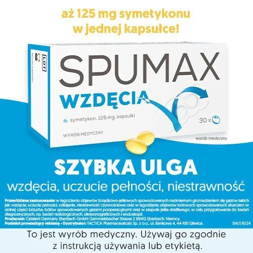 Spumax Wzdęcia 125 mg, 30 kapsułek - Łagodzi objawy żołądkowo-jelitowe, wzdęcia, uczucie pełności - 5