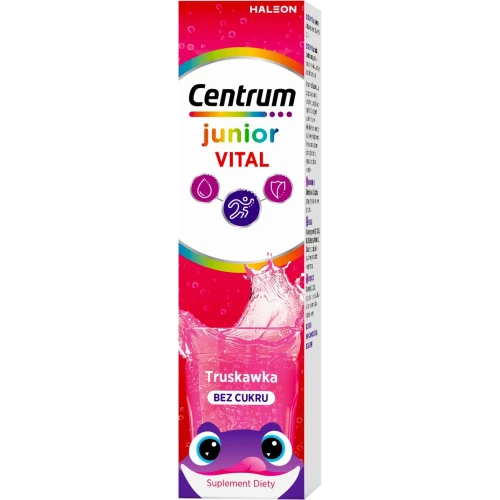 Centrum Vital Junior, smak truskawkowy, 20 tabletek musujących - Wsparcie odporności, energii i nawodnienia dzieci od 4. roku życia - 2