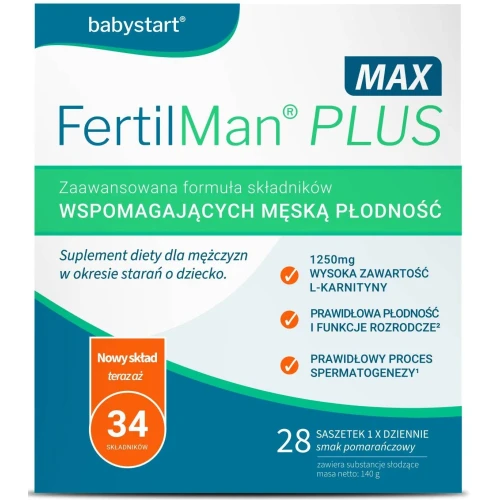 Fertilman Plus Max, 28 saszetek - Ze składnikami wspierającymi męską płodność - 1