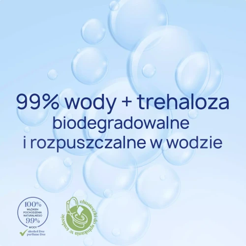 Lab4baby H2O Wipes Kids, chusteczki nawilżane, 60 sztuk - 99% wody + trehaloza - skuteczne oczyszczanie delikatne dla skóry - 1