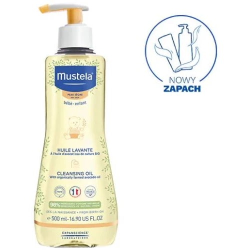 Mustela Olejek myjący z organicznym awokado, 500 ml - Chroni barierę lipidową skóry dziecka od 1. dnia życia - 3