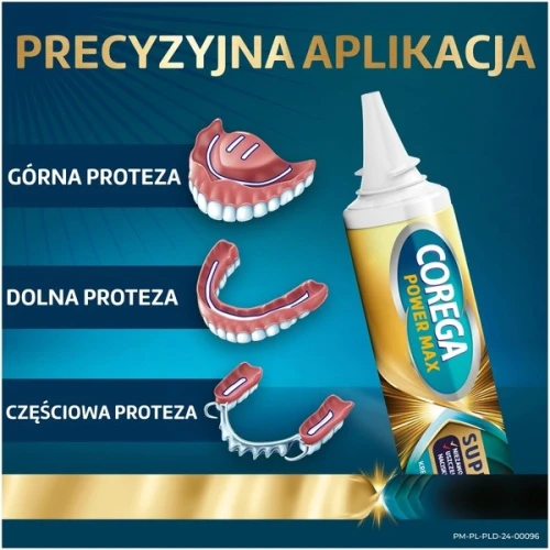 Corega Power Max Supreme All-In-1 neutralny smak, krem mocujący, 40 g - Klej do protez zębowych całościowych i częściowych, z precyzyjnym aplikatorem - 3