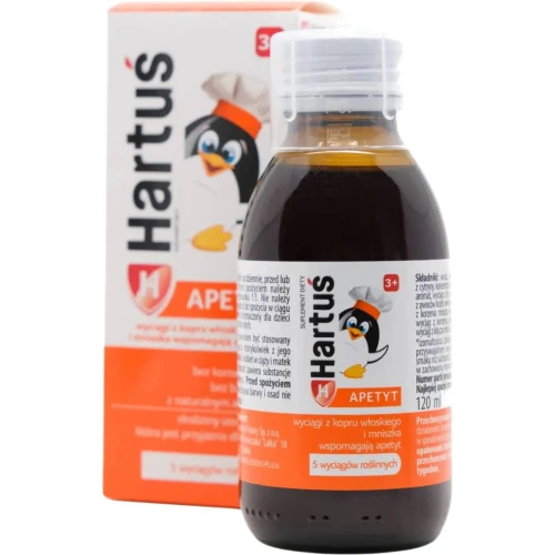 Hartuś Apetyt 3+, smak poziomkowy, syrop  bez cukru 120 ml - Wsparcie trawienia i apetytu u dzieci - 1