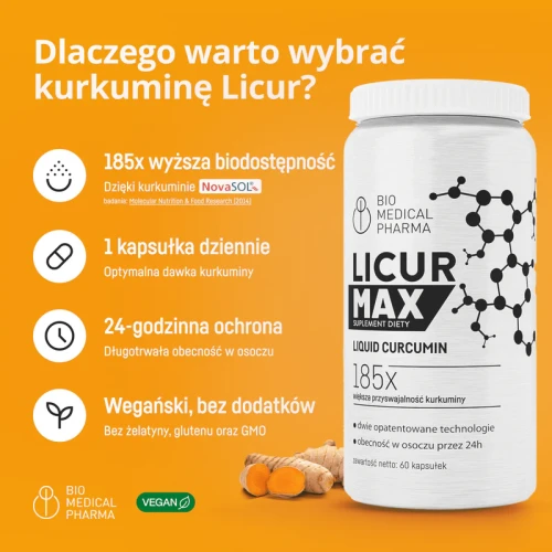 Bio Medical Pharma Licur Max, 60 kapsułek - Z micelarną formą kurkuminy dla osób dbająch o komfort stawów i mięśni - 2