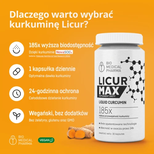 Bio Medical Pharma Licur Max, 30 kapsułek - Micelarny ekstraktu z kłącza ostrzyżu dla osób dbająch o komfort stawów i mięśni - 4