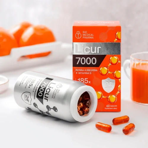Bio Medical Pharma Licur 7000 z Witaminą D, 60 kapsułek - Micelarna kurkumina NovaSOL® z witaminą D - 5
